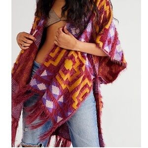 FREE PEOPLE Diamondback Cozy Kimono In Plum
NWT